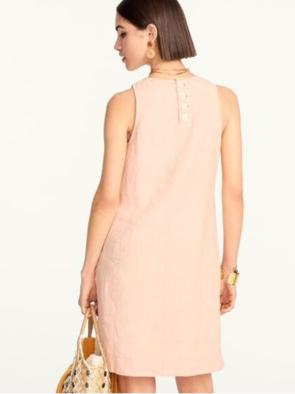 J.Crew Button Back Linen Shift Dress Size Small Pale Guava - Picture 1 of 13